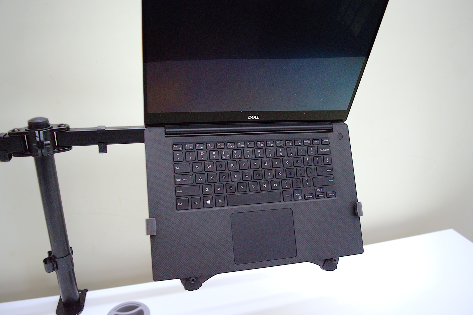 Laptop on a mounted laptop tray