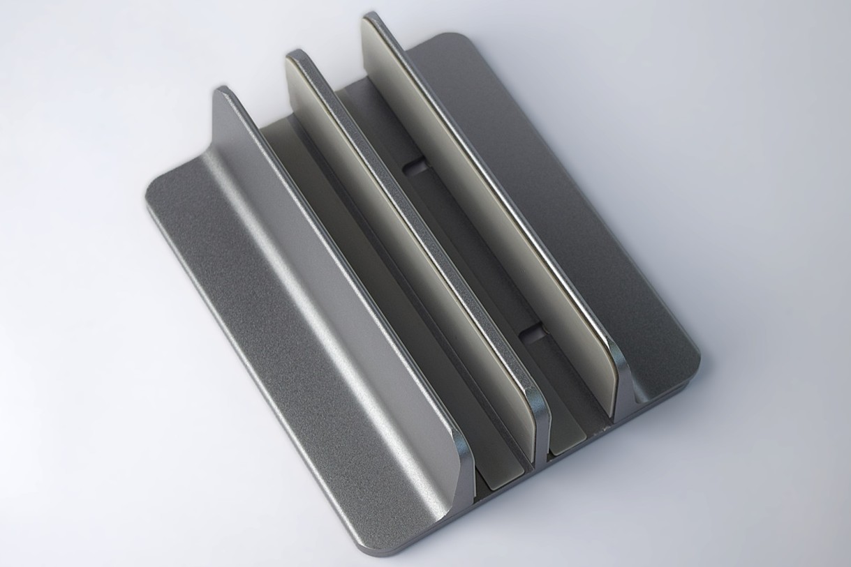 Dual slot vertical laptop stand with silver color