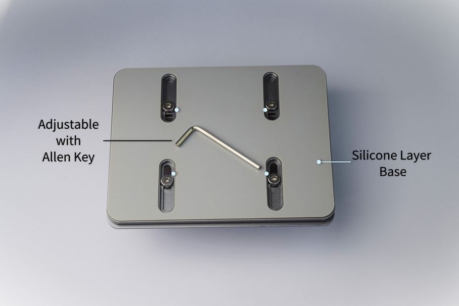 Silicone base of a vertical laptop stand